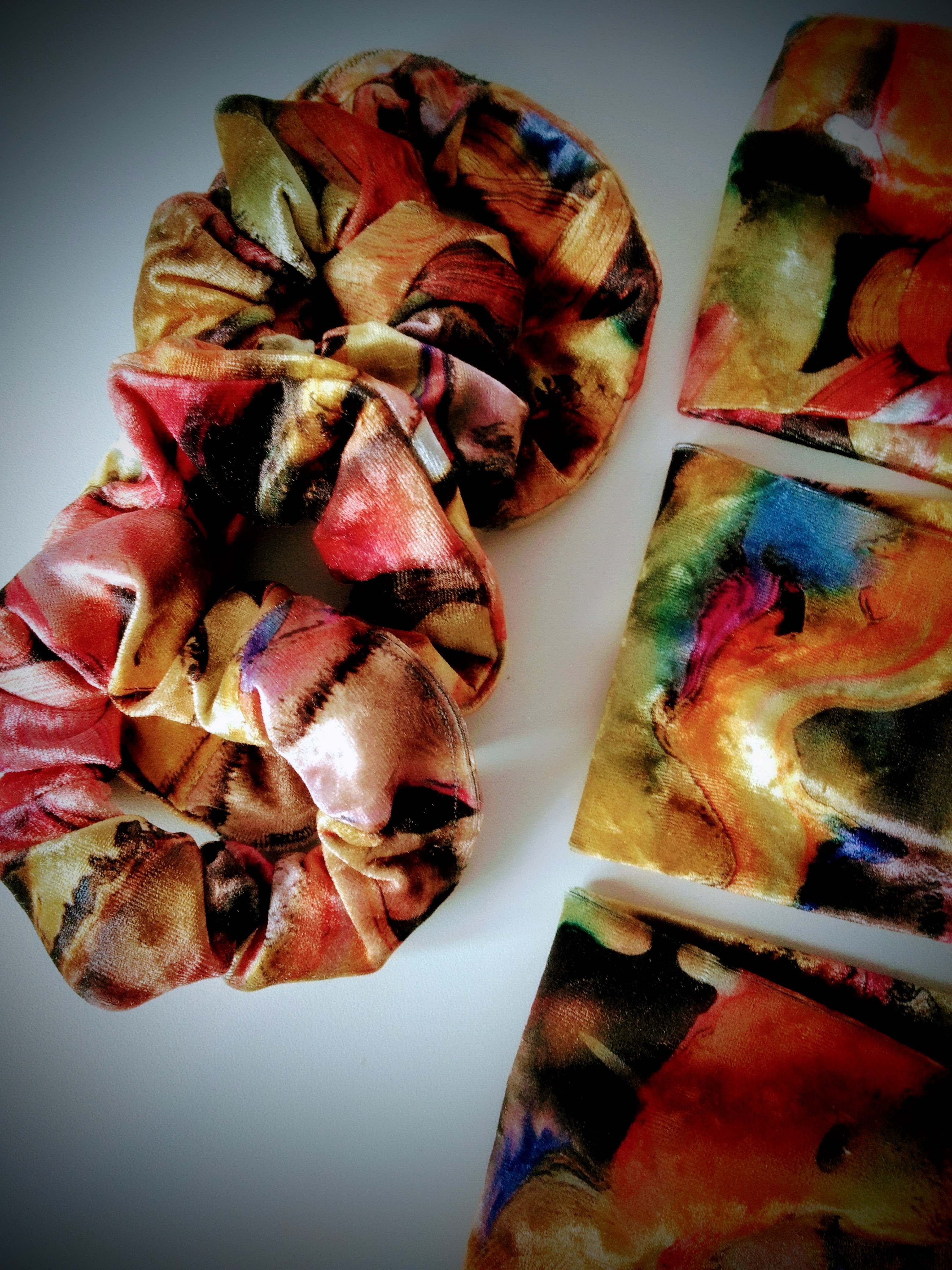 Scrunchie Orange-gemustert Samt