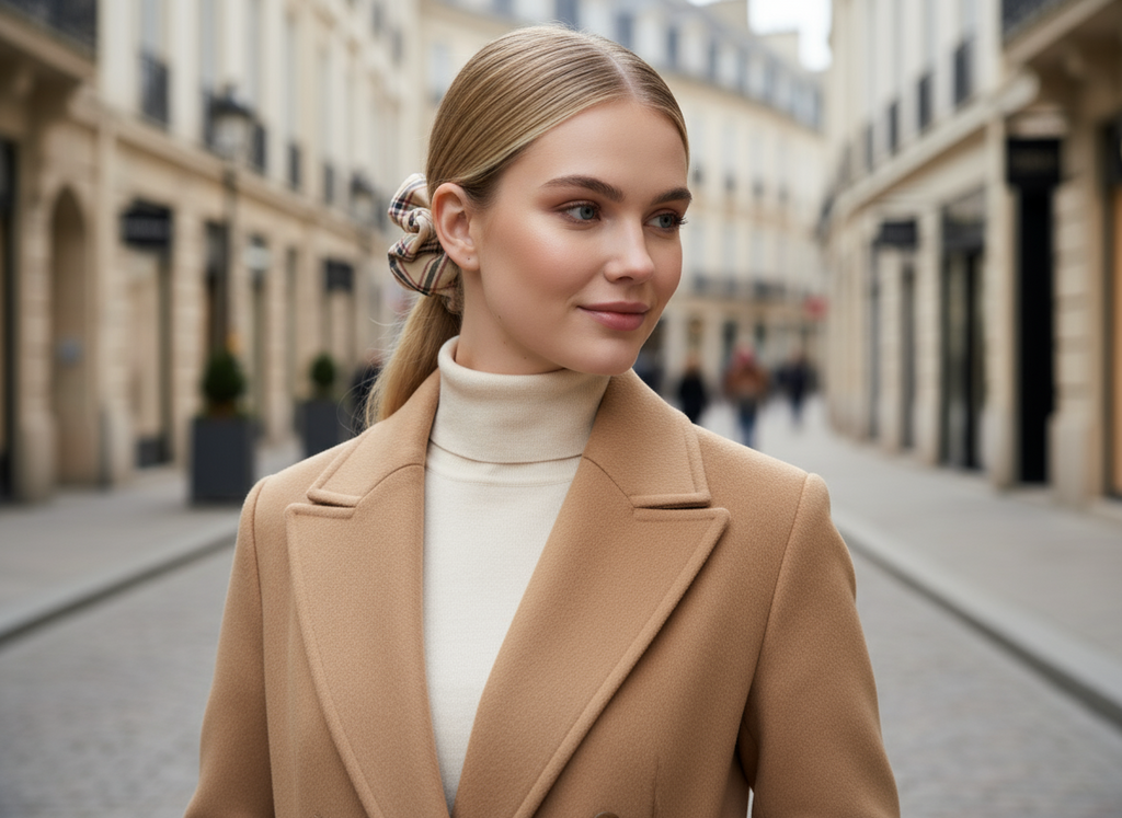 Scrunchie Beige kariert