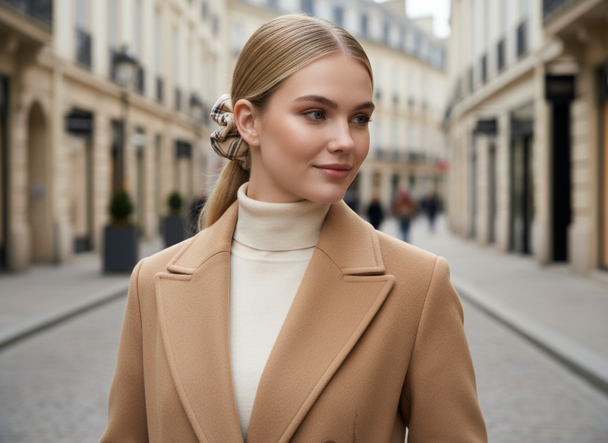 Scrunchie Beige kariert