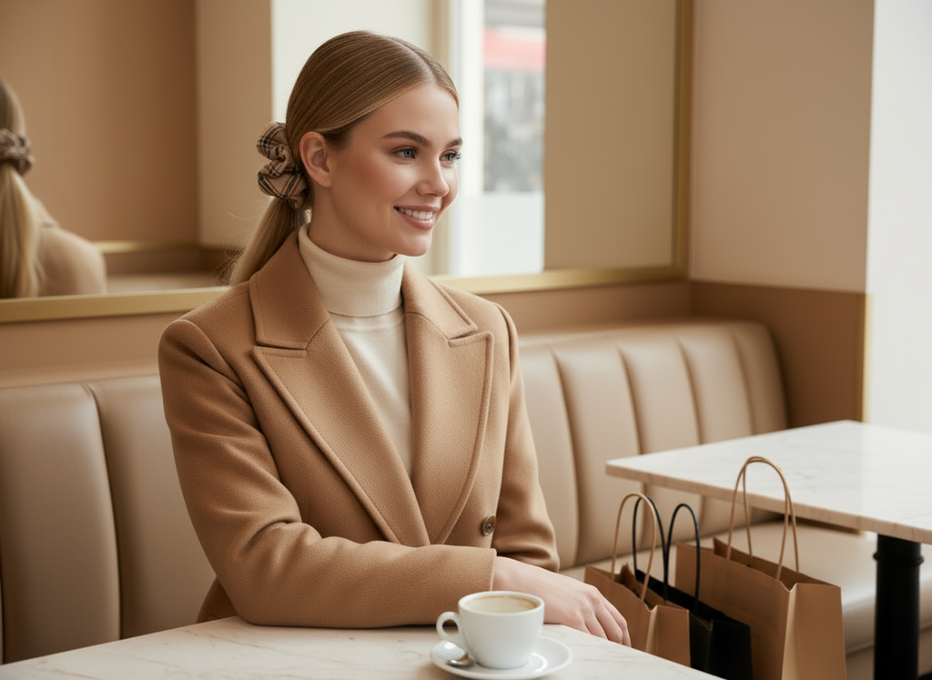 Scrunchie Beige kariert