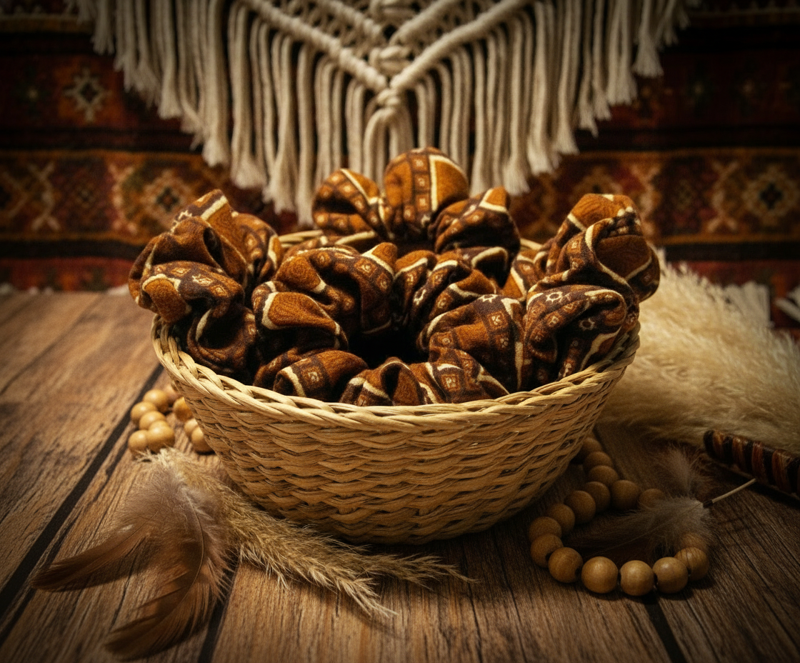 Scrunchie Braun gemustert Afrika -Style