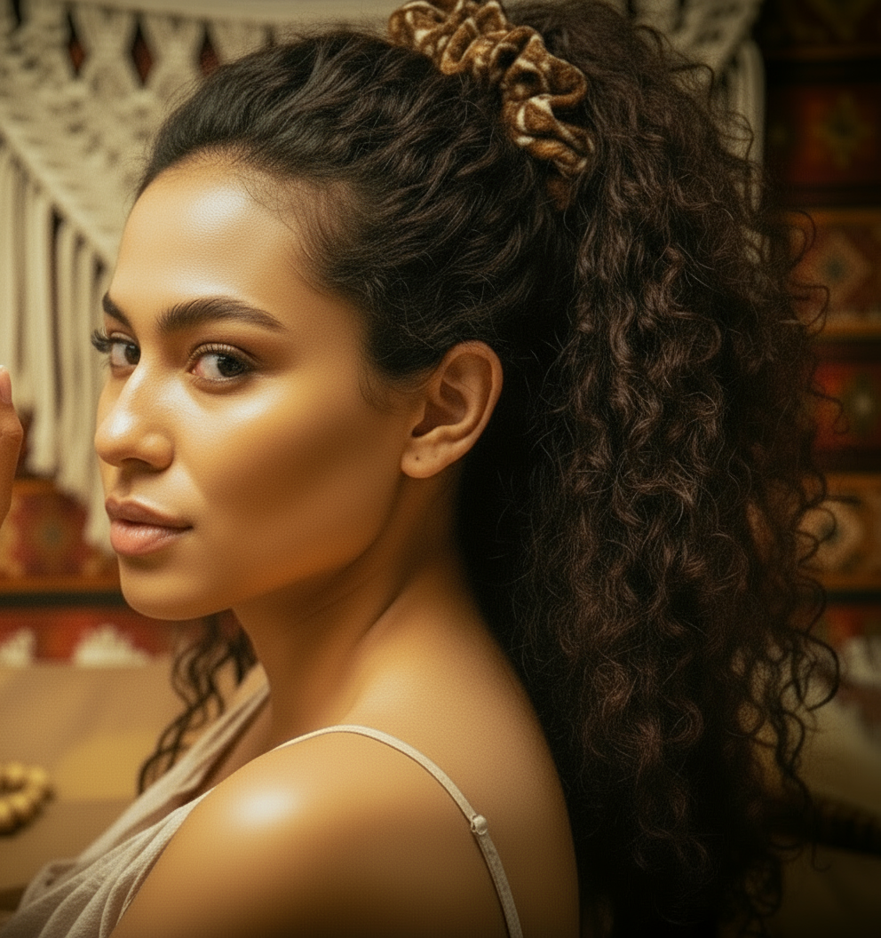 Coletero con estampado marrón, estilo africano