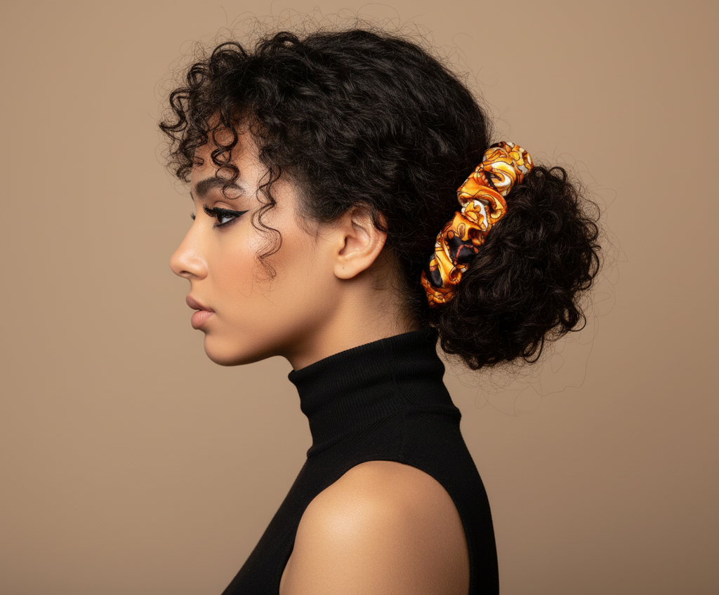 Scrunchie Orange-gemustert Satin edel