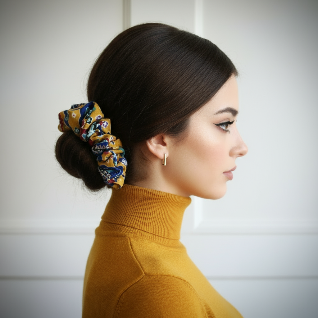 Scrunchie Currygelb-gemustert Viscose