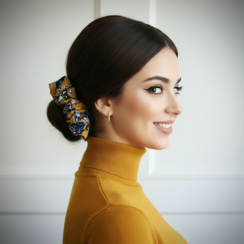 Scrunchie Currygelb-gemustert Viscose