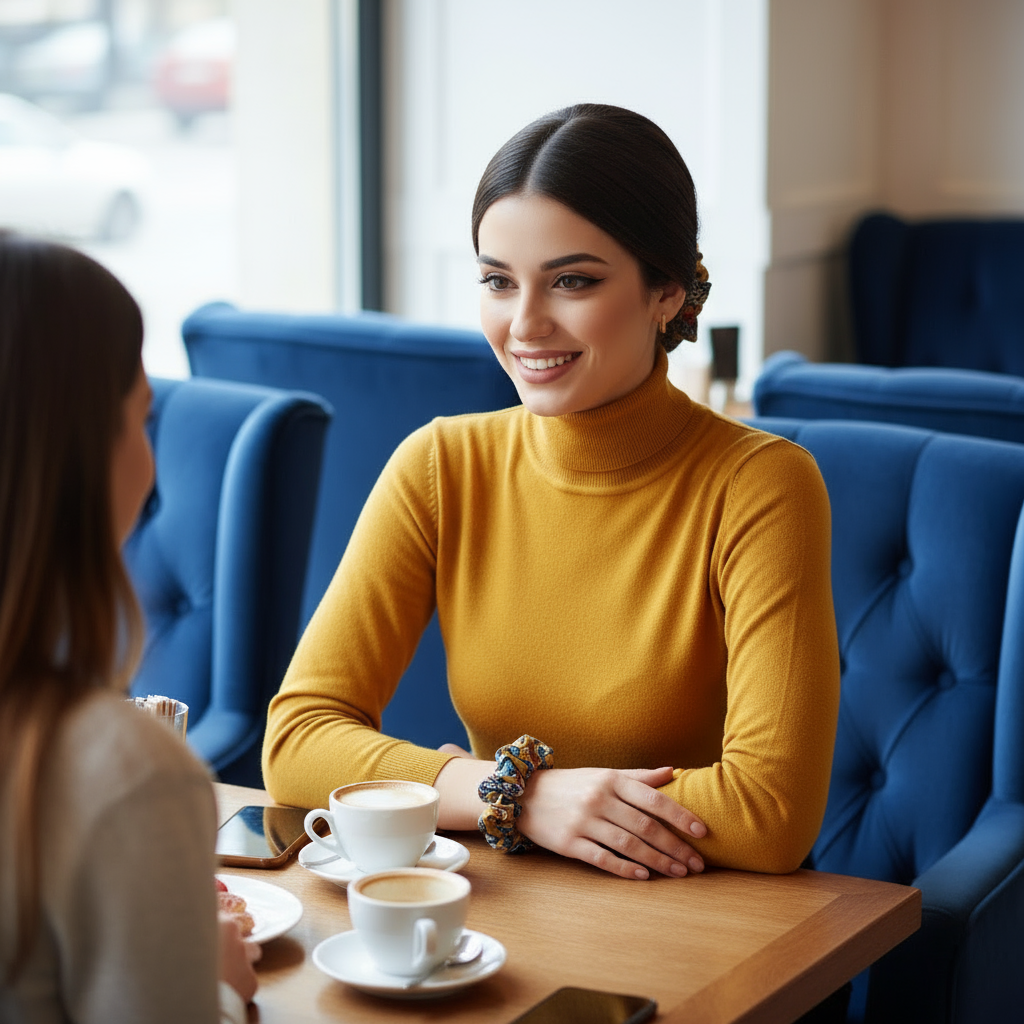 Scrunchie Currygelb-gemustert Viscose