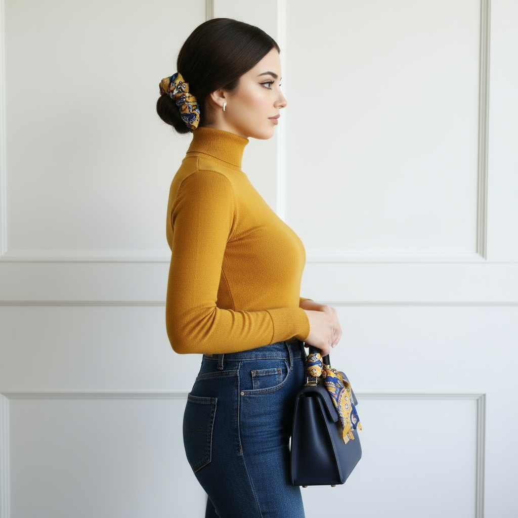 Scrunchie Currygelb-gemustert Viscose