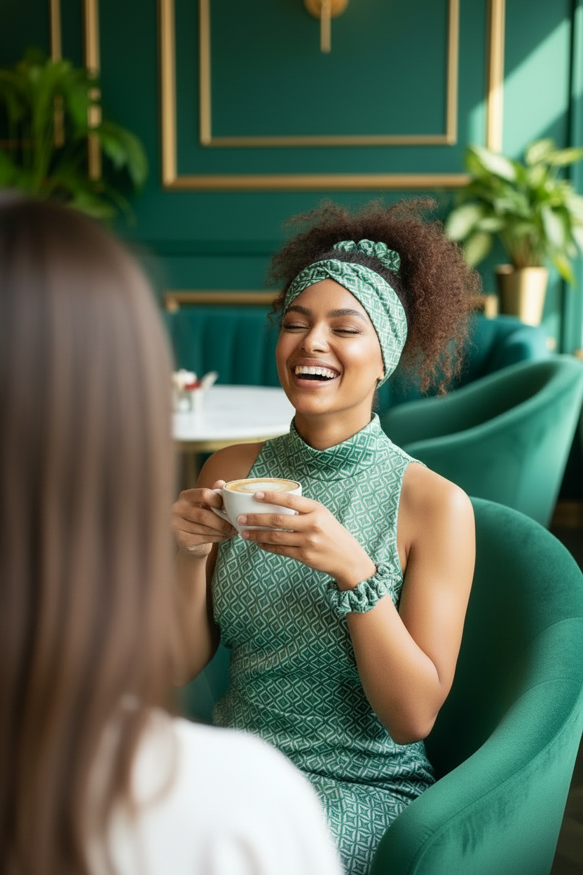 Haarband / Stirnband Türkis Grün Baumwolle Stretch