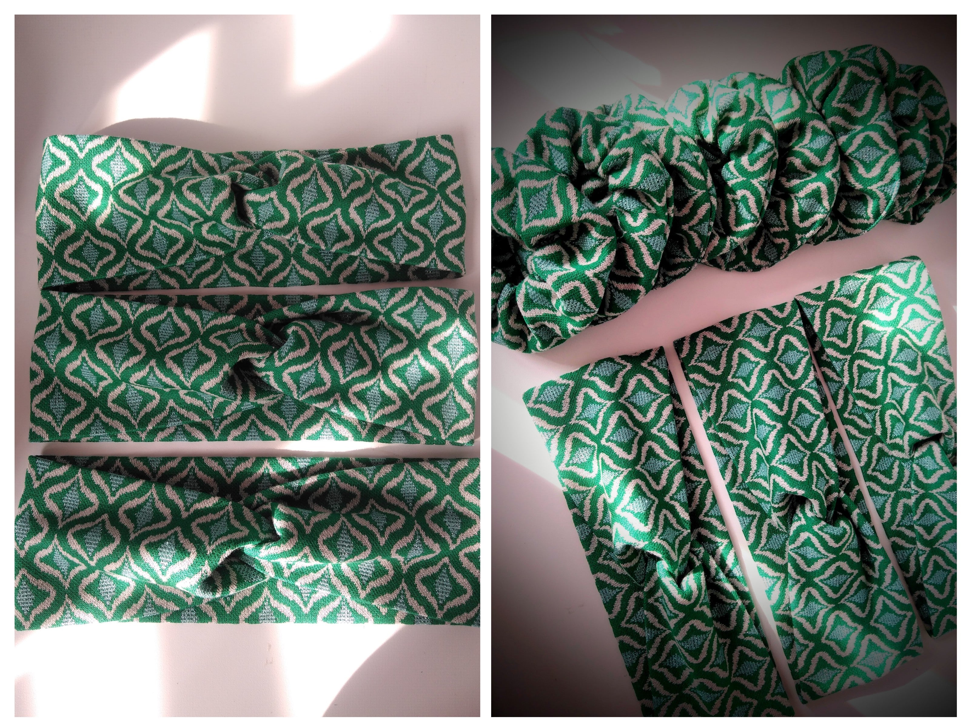 Haarband / Stirnband Türkis Grün Baumwolle Stretch