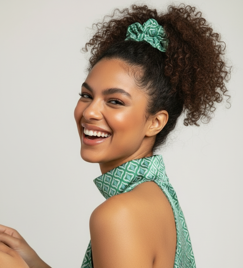 Scrunchie Türkies Grün Baumwolle Stretch