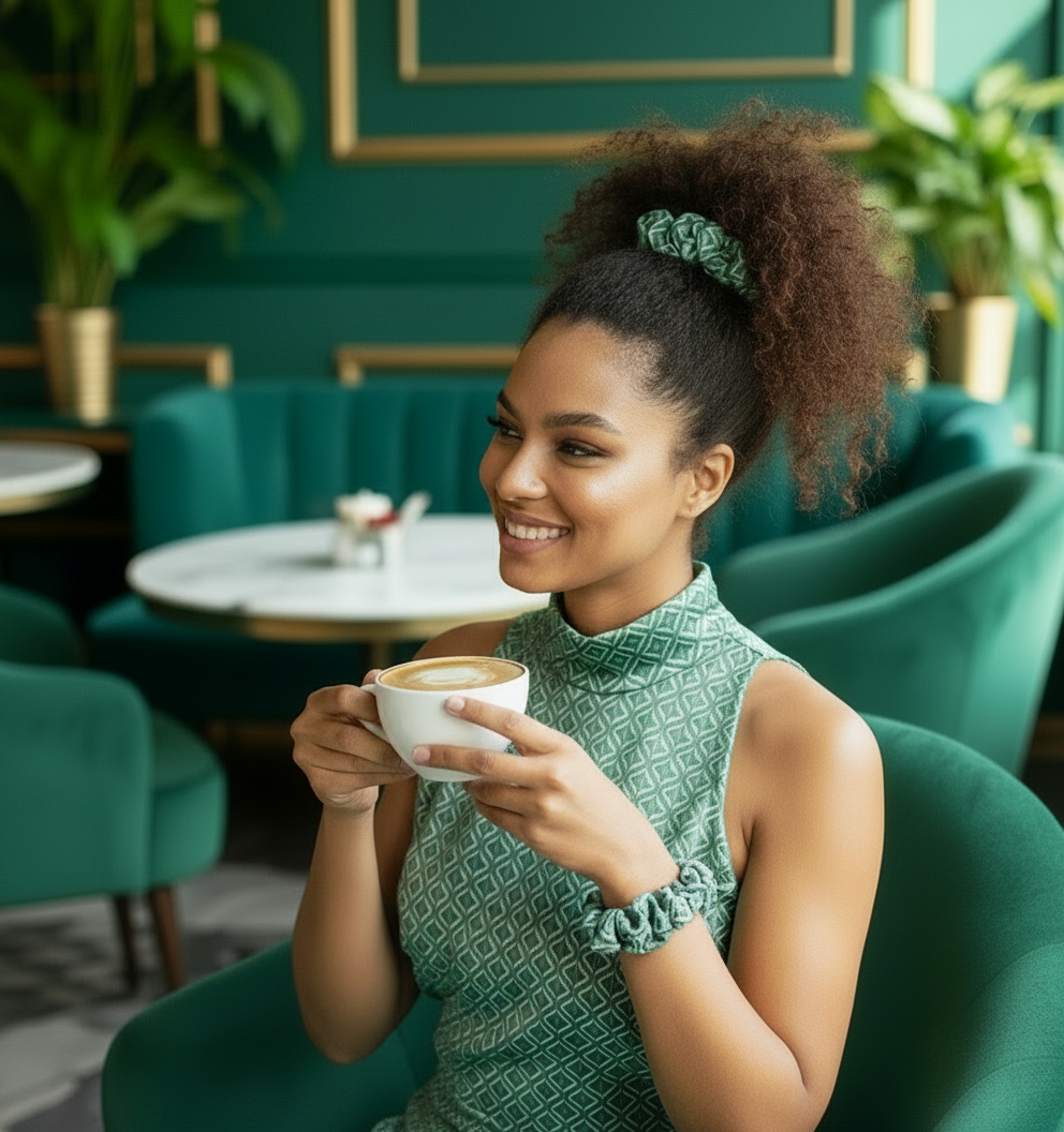 Scrunchie Türkies Grün Baumwolle Stretch