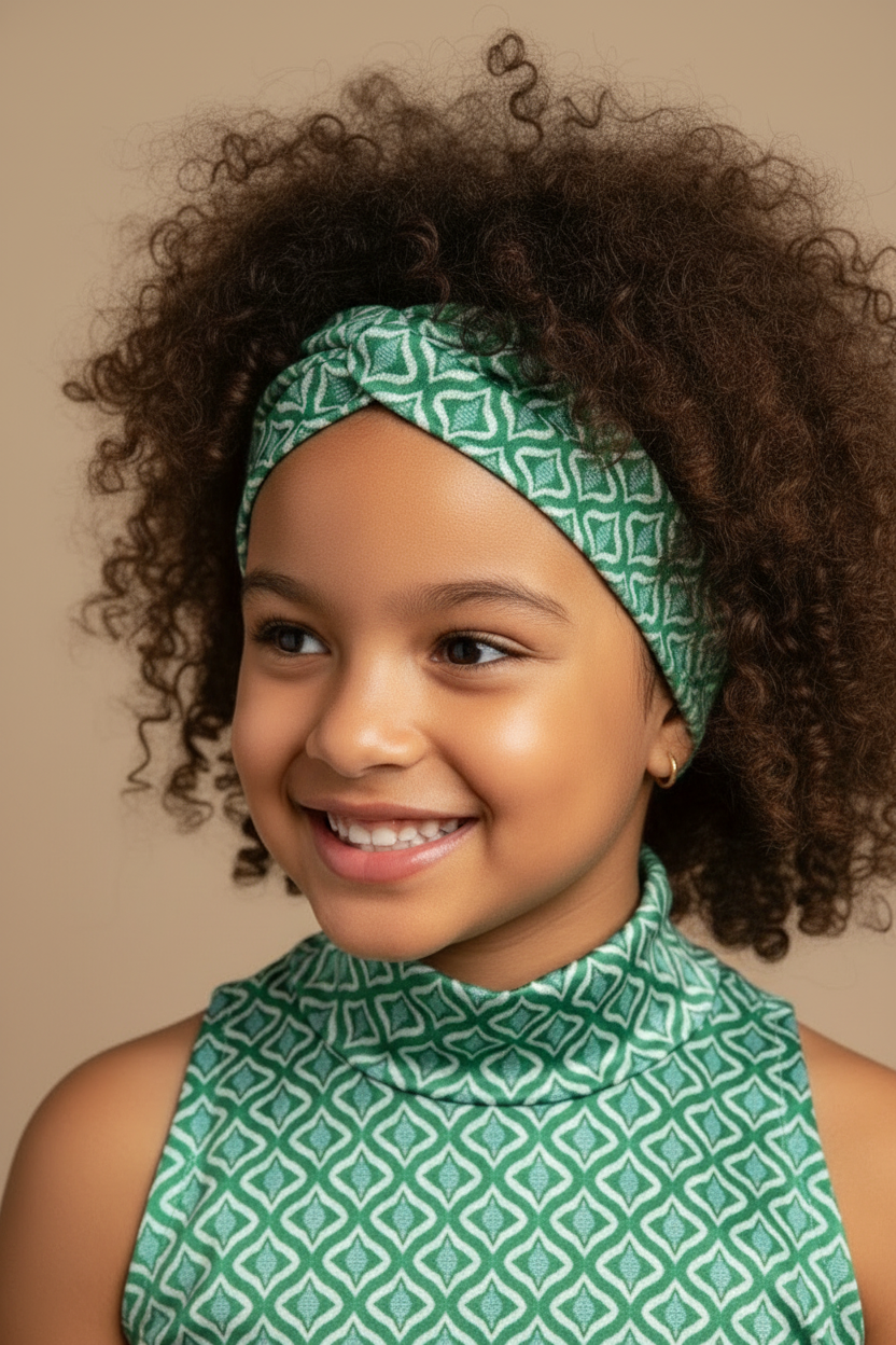Haarband/ Stirnband Türkies Grün Baumwolle Stretch Größe S (für Kinder)