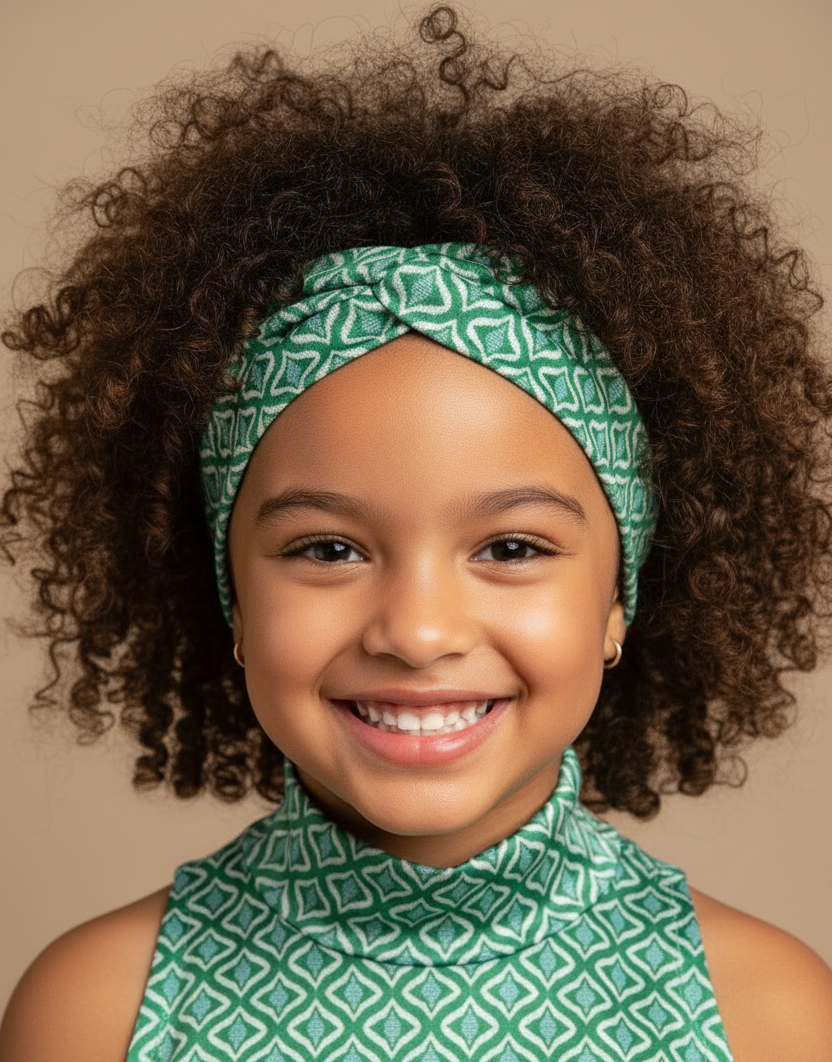 Haarband/ Stirnband Türkies Grün Baumwolle Stretch Größe S (für Kinder)