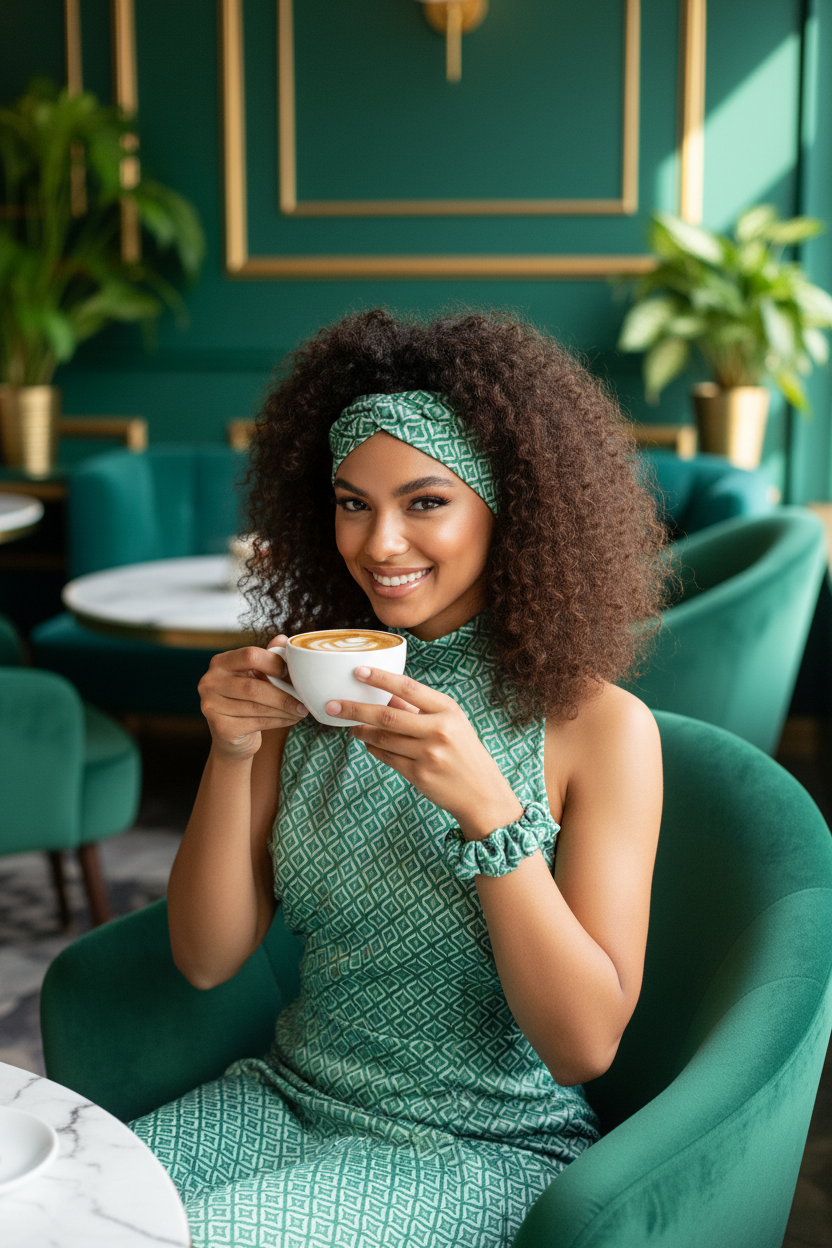 Haarband / Stirnband Türkis Grün Baumwolle Stretch