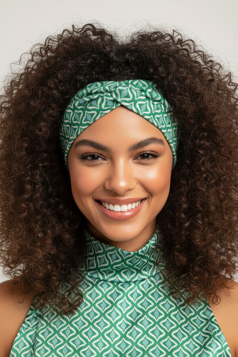 Haarband / Stirnband Türkis Grün Baumwolle Stretch