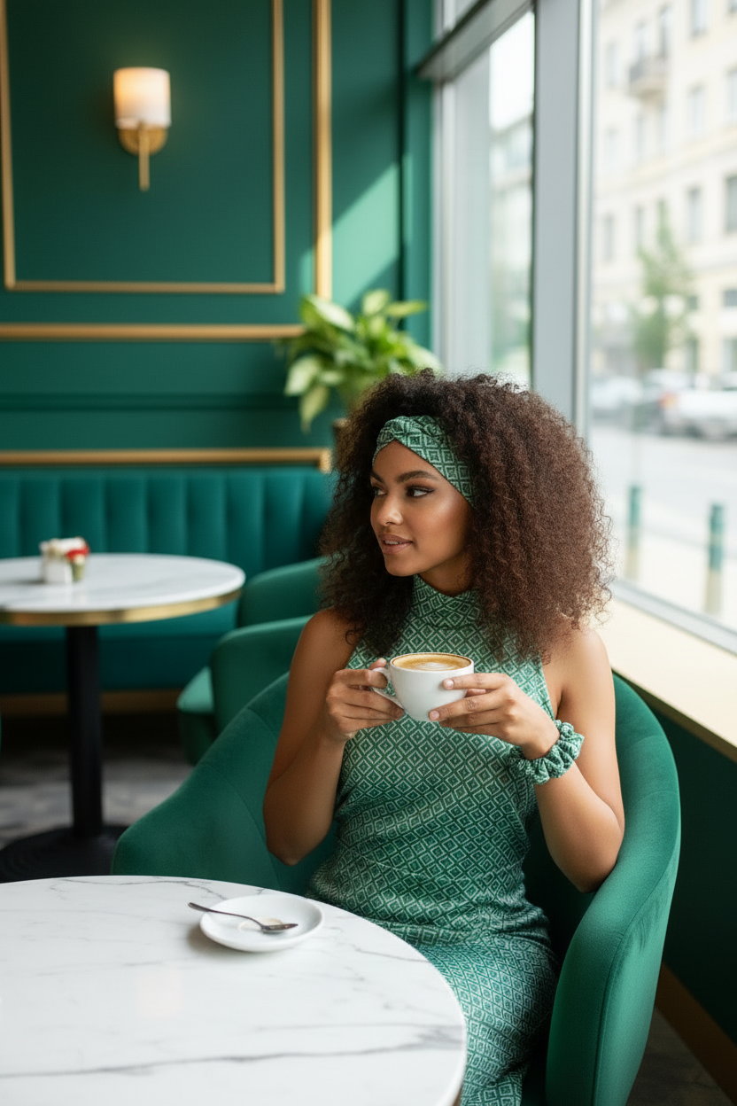 Haarband / Stirnband Türkis Grün Baumwolle Stretch