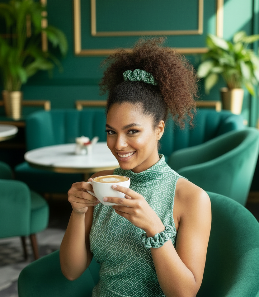 Scrunchie Türkies Grün Baumwolle Stretch