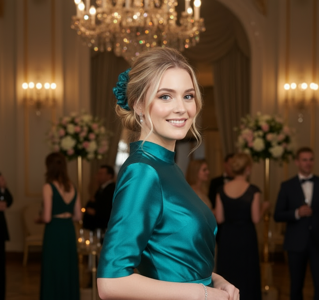 Scrunchie, Organza Türkis