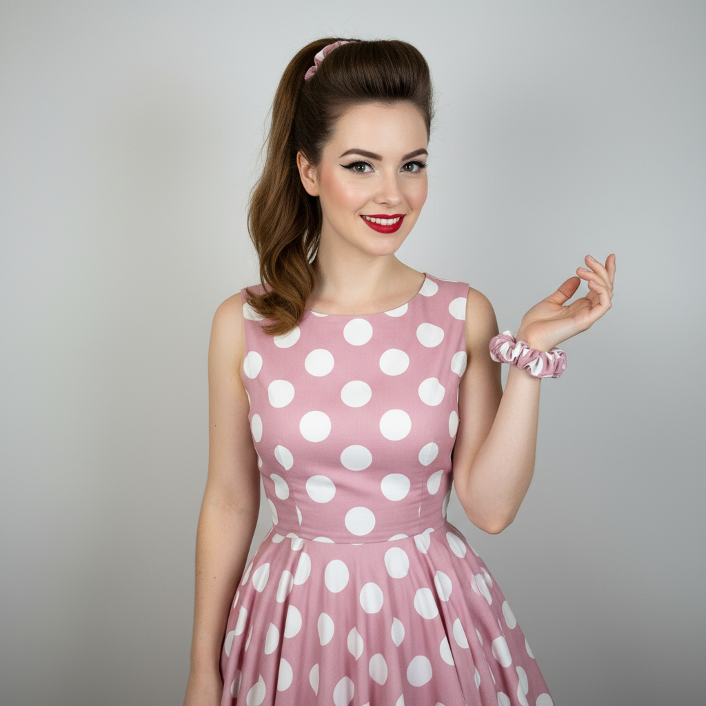 Scrunchie Rosa & weiße Punkte