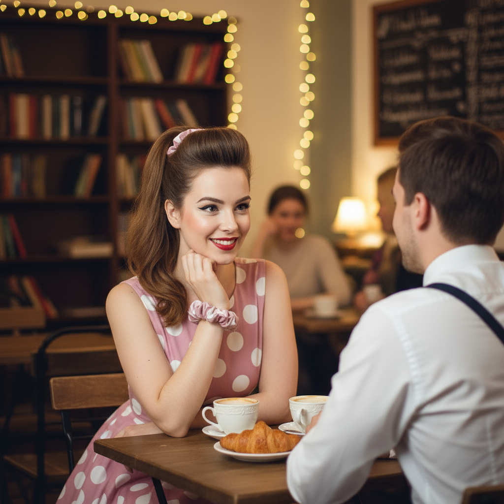 Scrunchie Rosa & weiße Punkte