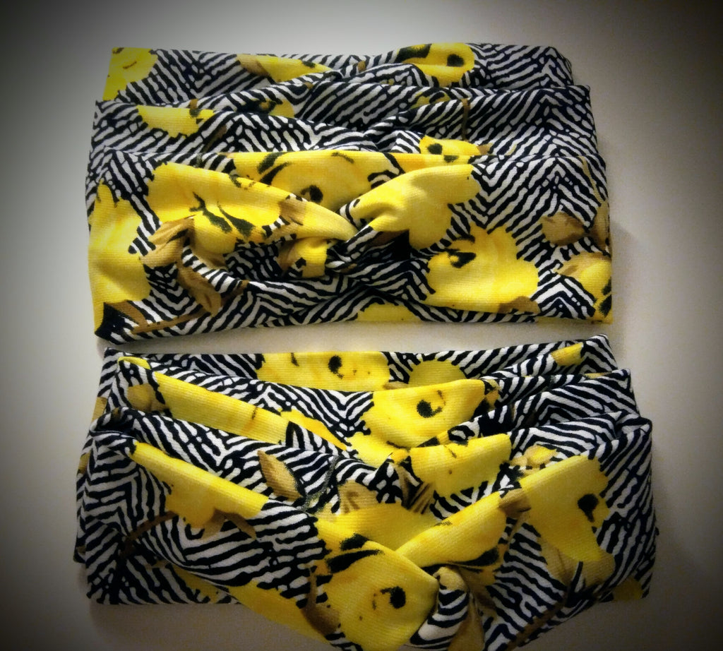 Haarband Gelb-Schwarz-gemustert