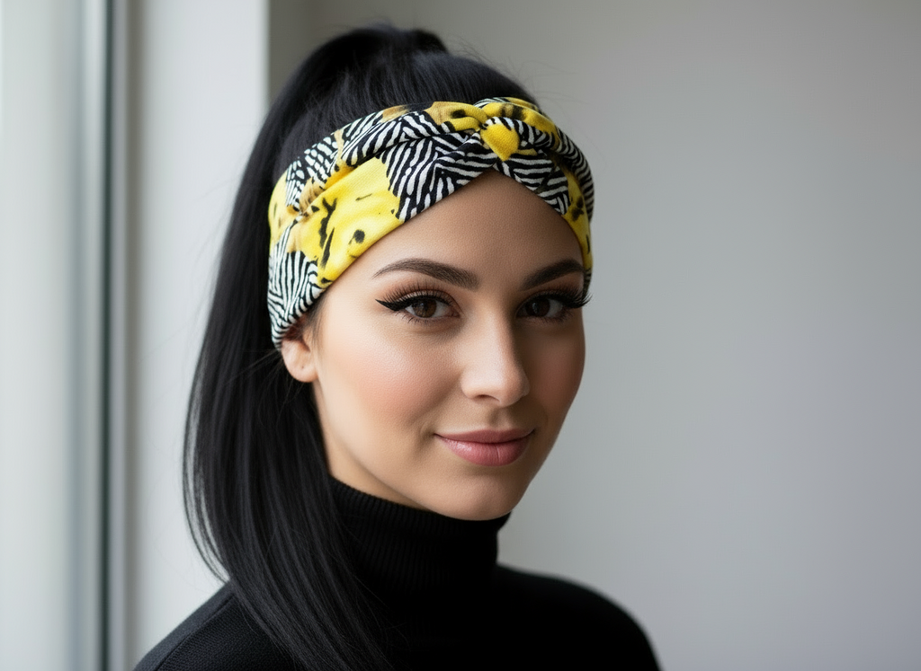 Haarband Gelb-Schwarz-gemustert