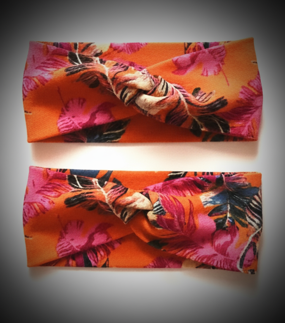 Haarband / Stirnband Orange-gemustert Palmblätter