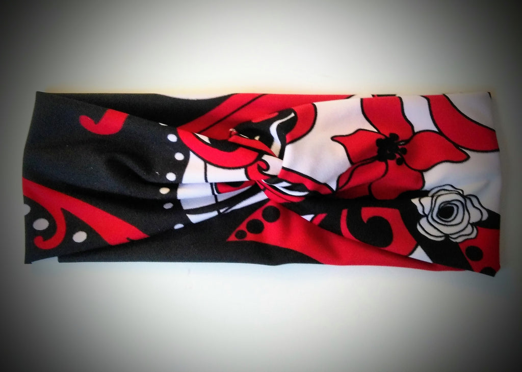 Haarband Rot / Schwarz / Weiß
