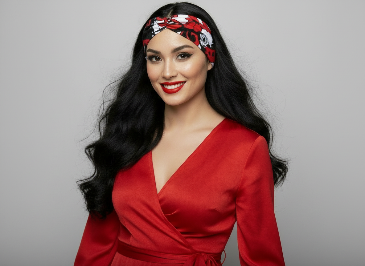 Haarband Rot / Schwarz / Weiß