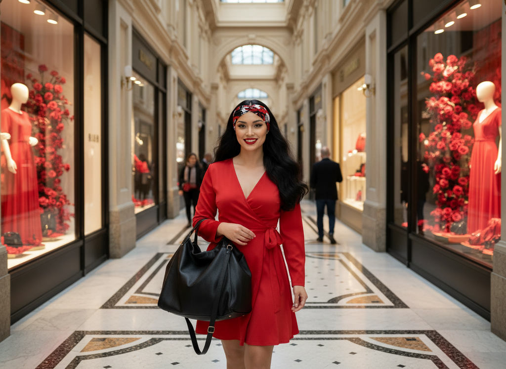 Haarband Rot / Schwarz / Weiß