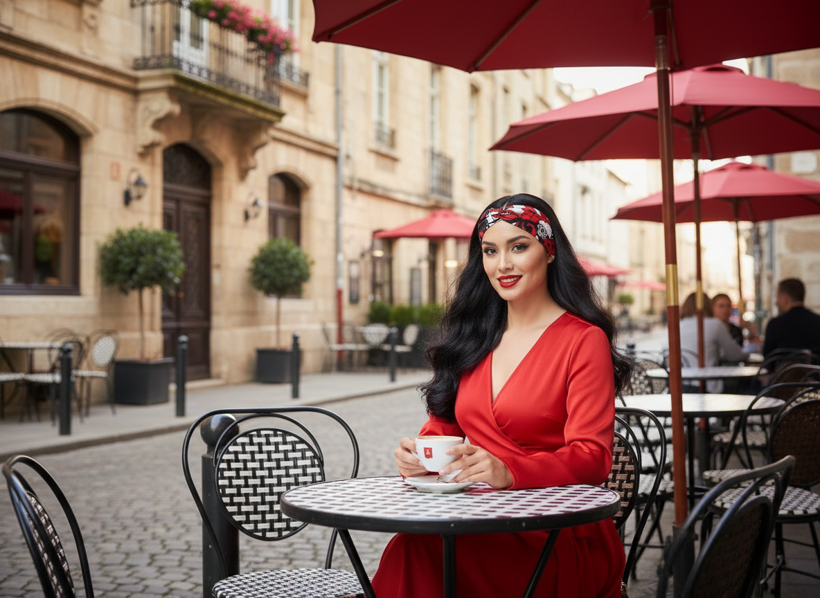 Haarband Rot / Schwarz / Weiß