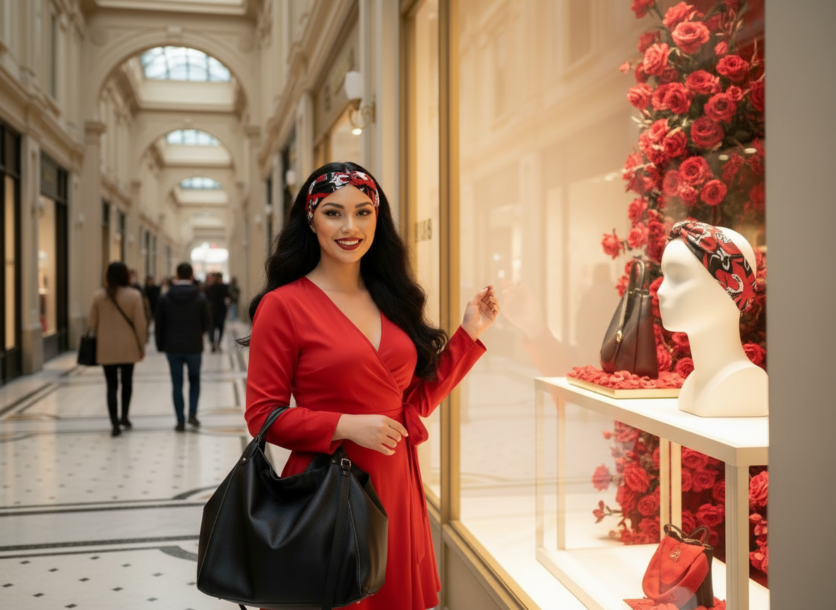 Haarband Rot / Schwarz / Weiß