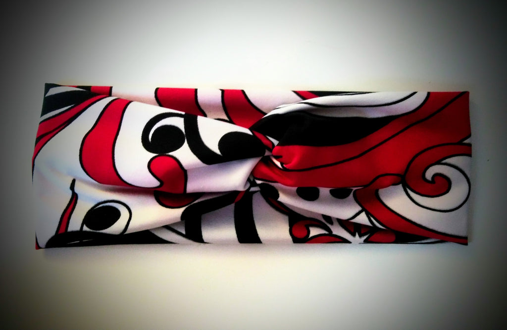 Haarband Rot / Schwarz / Weiß