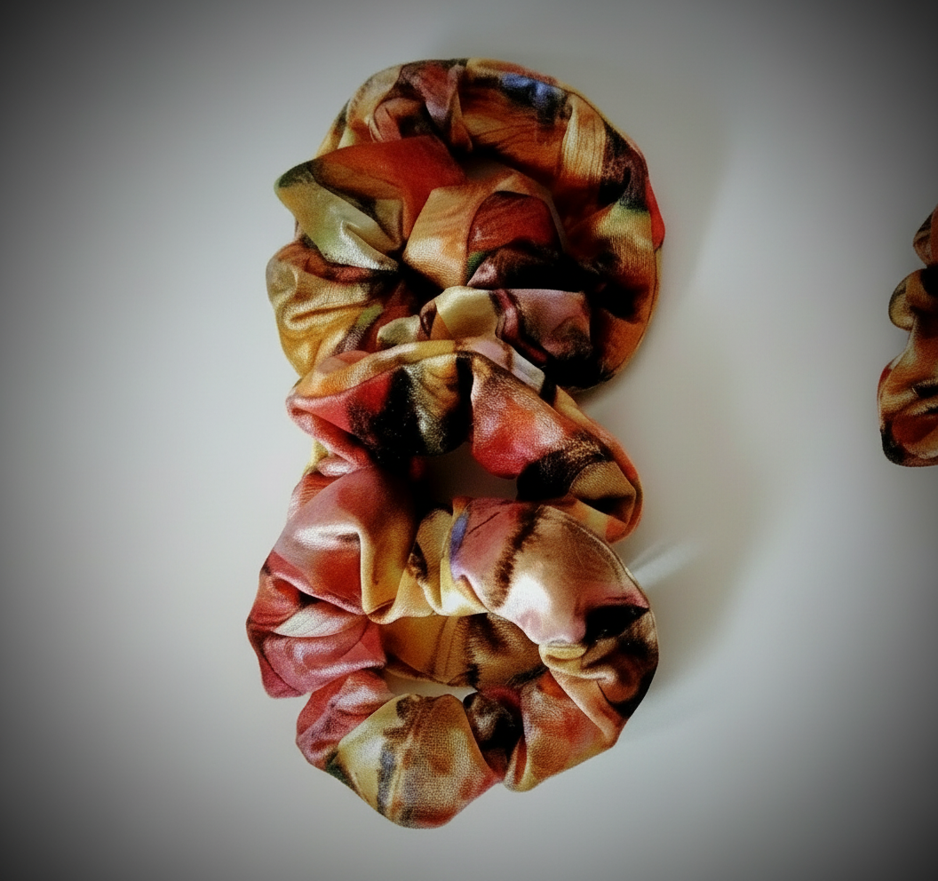 Scrunchie Orange-gemustert Samt