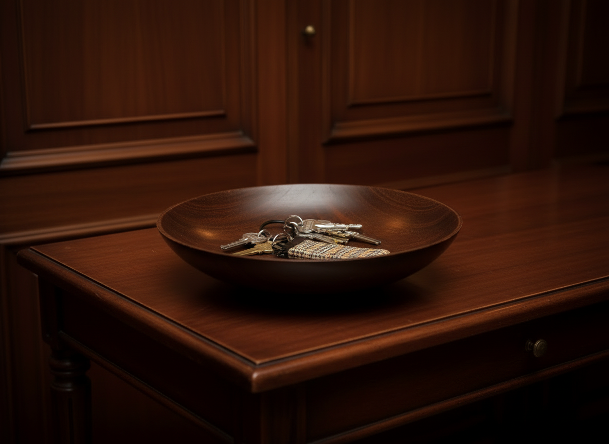 Schlüsselband Beige kariert Wollstoff