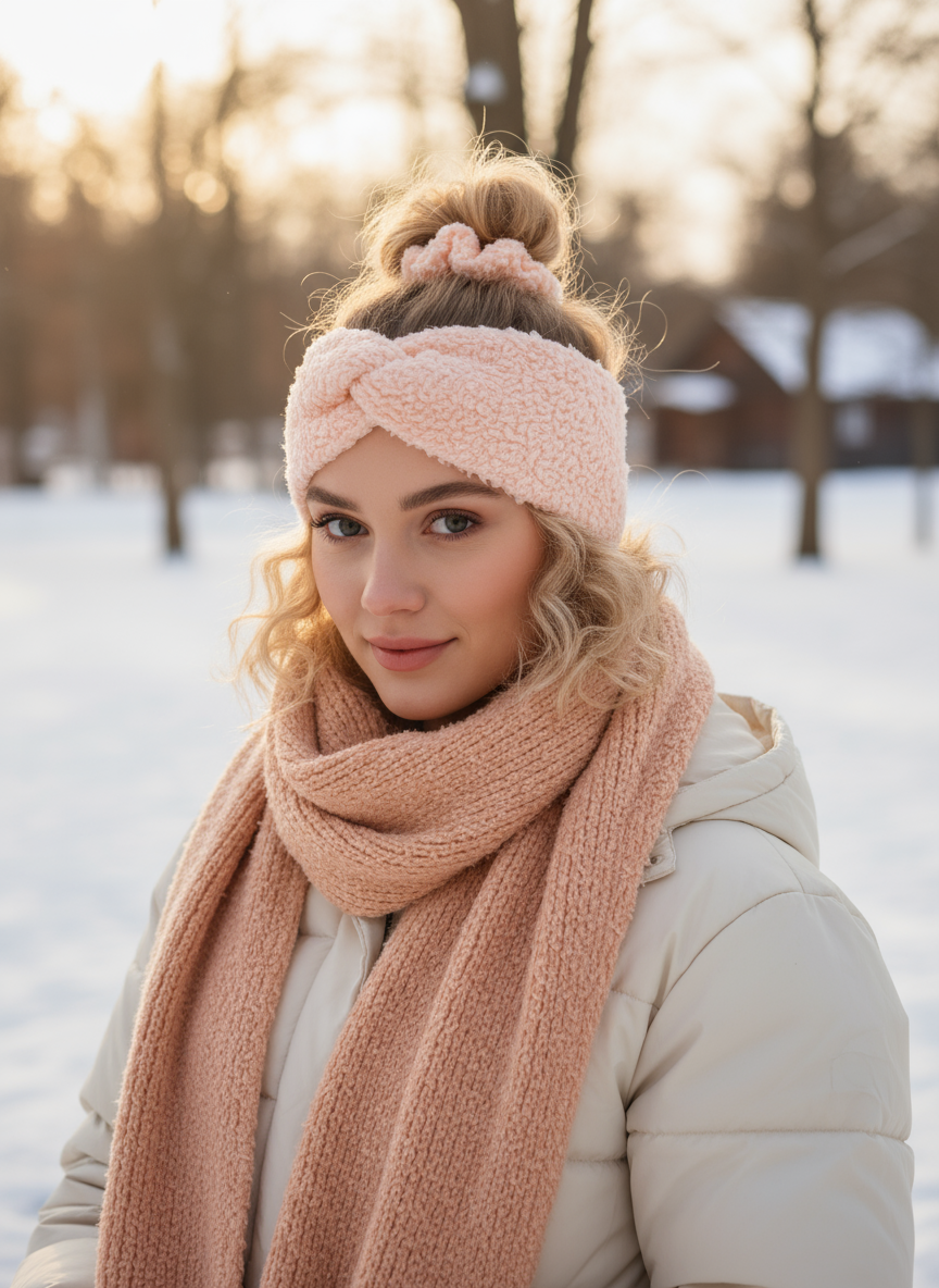 Stirnband Apricot Teddystoff