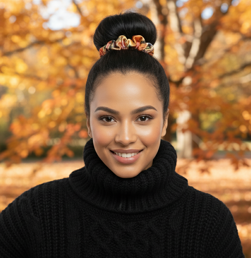 Scrunchie Orange-gemustert Samt