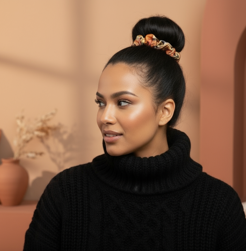 Scrunchie Orange-gemustert Samt