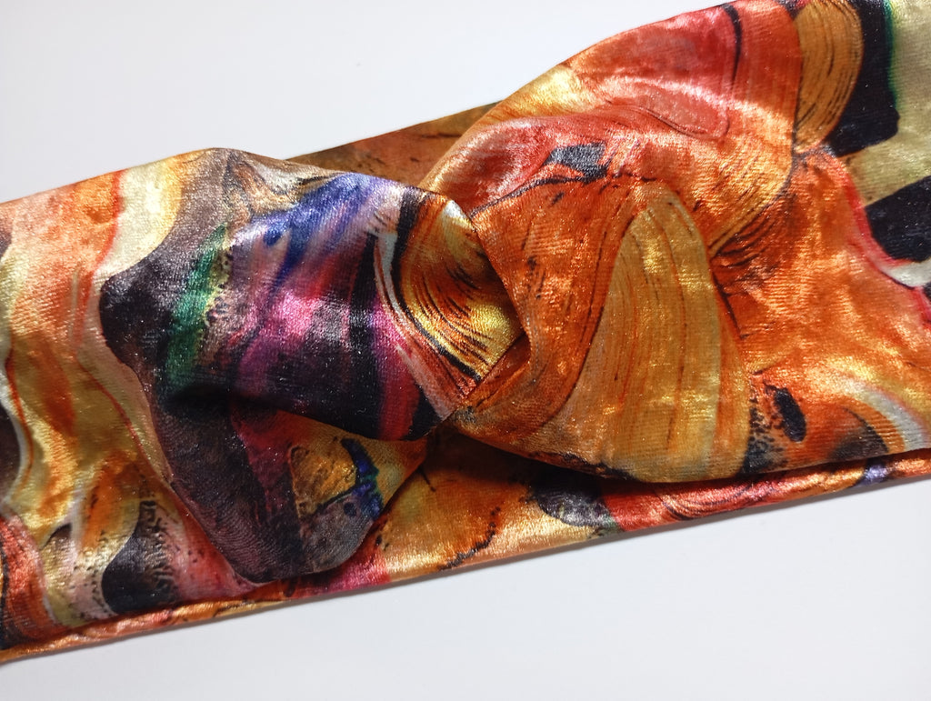 Haarband Orange-gemustert Samt