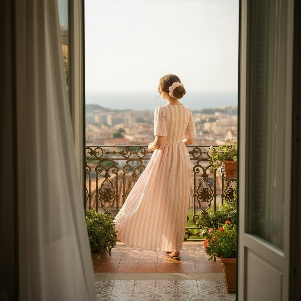 Scrunchie, Rosa Weiß gestreift, Baumwoll-Voile