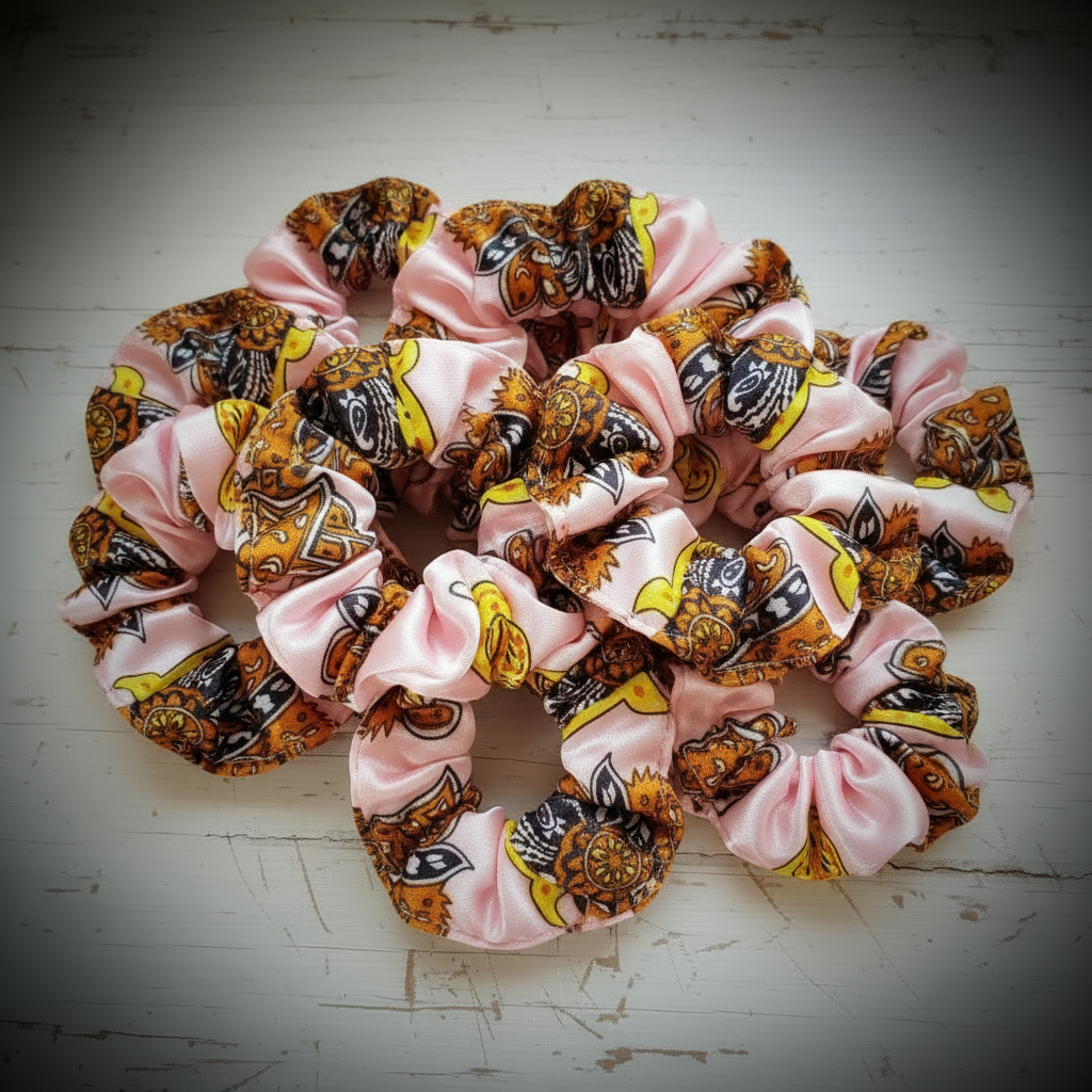 Scrunchie Rosa gemustert, Satin