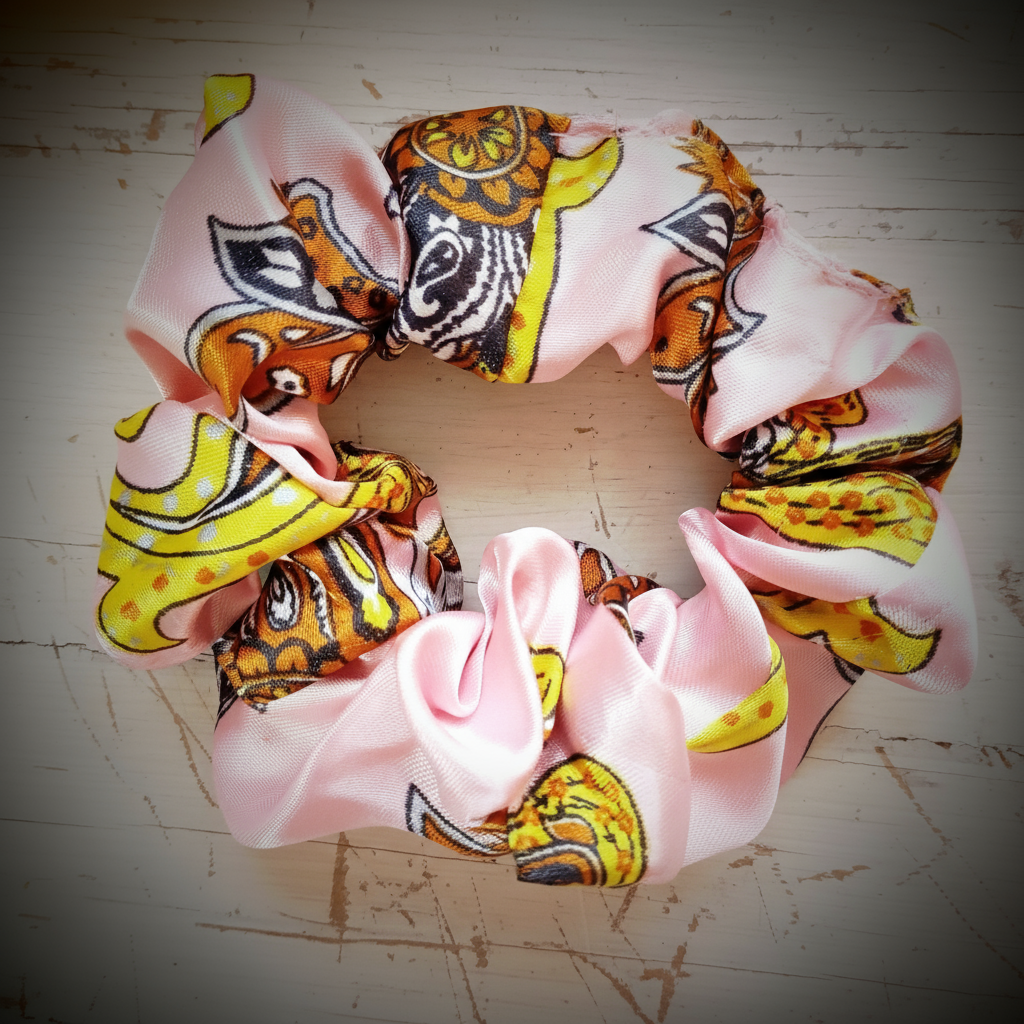 Scrunchie Rosa gemustert, Satin