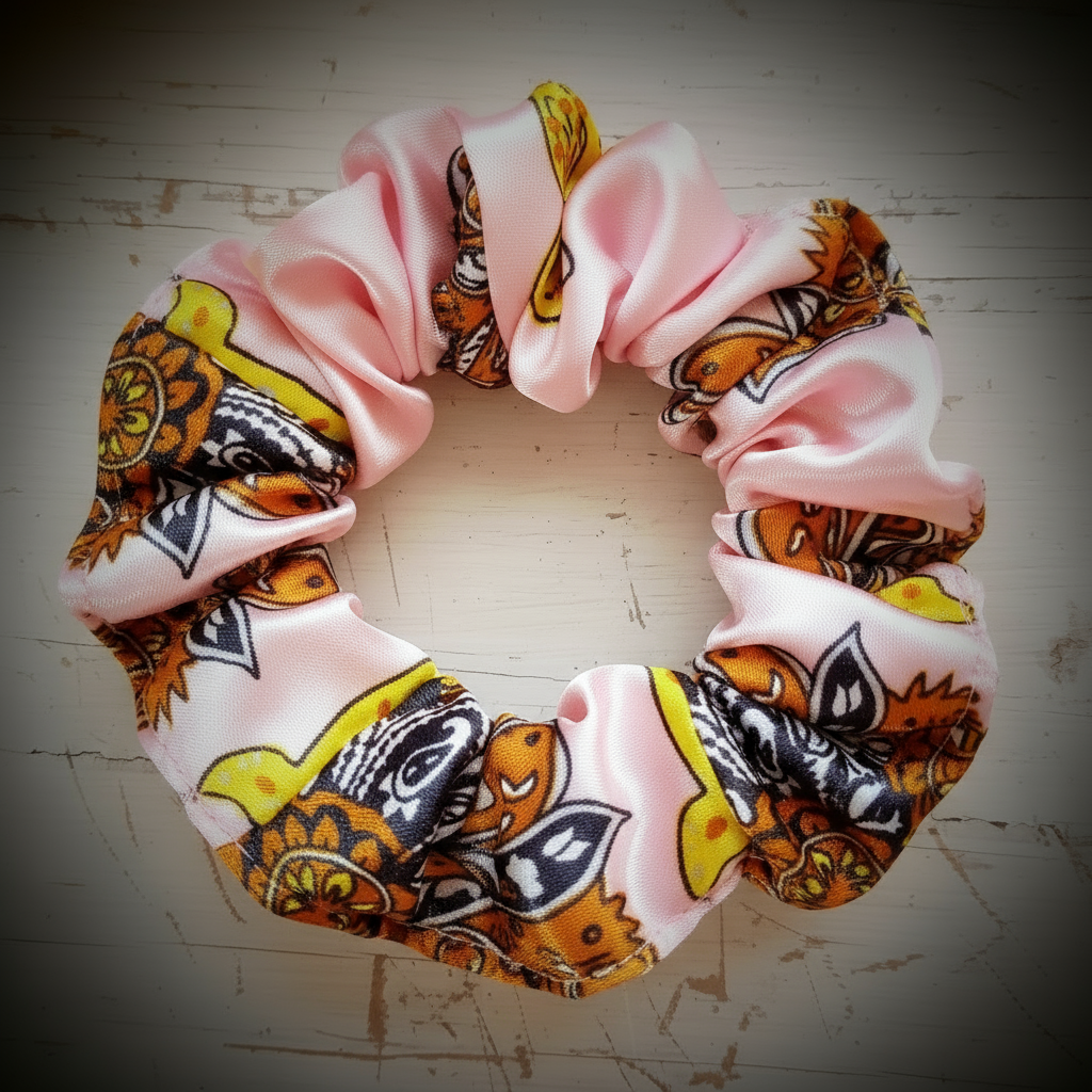 Scrunchie Rosa gemustert, Satin