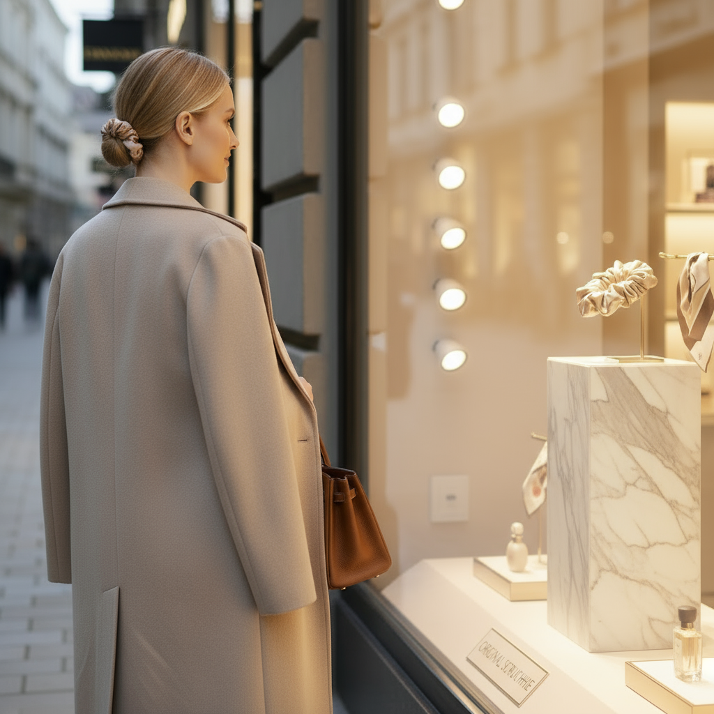 Scrunchie Rosa gemustert, Satin