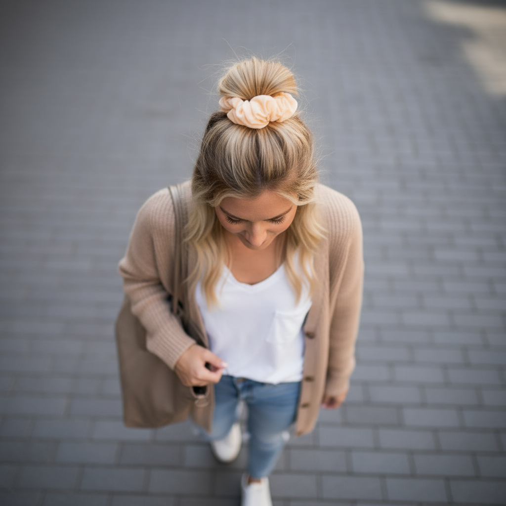 Scrunchie Apricot, Microfaser-Stoff