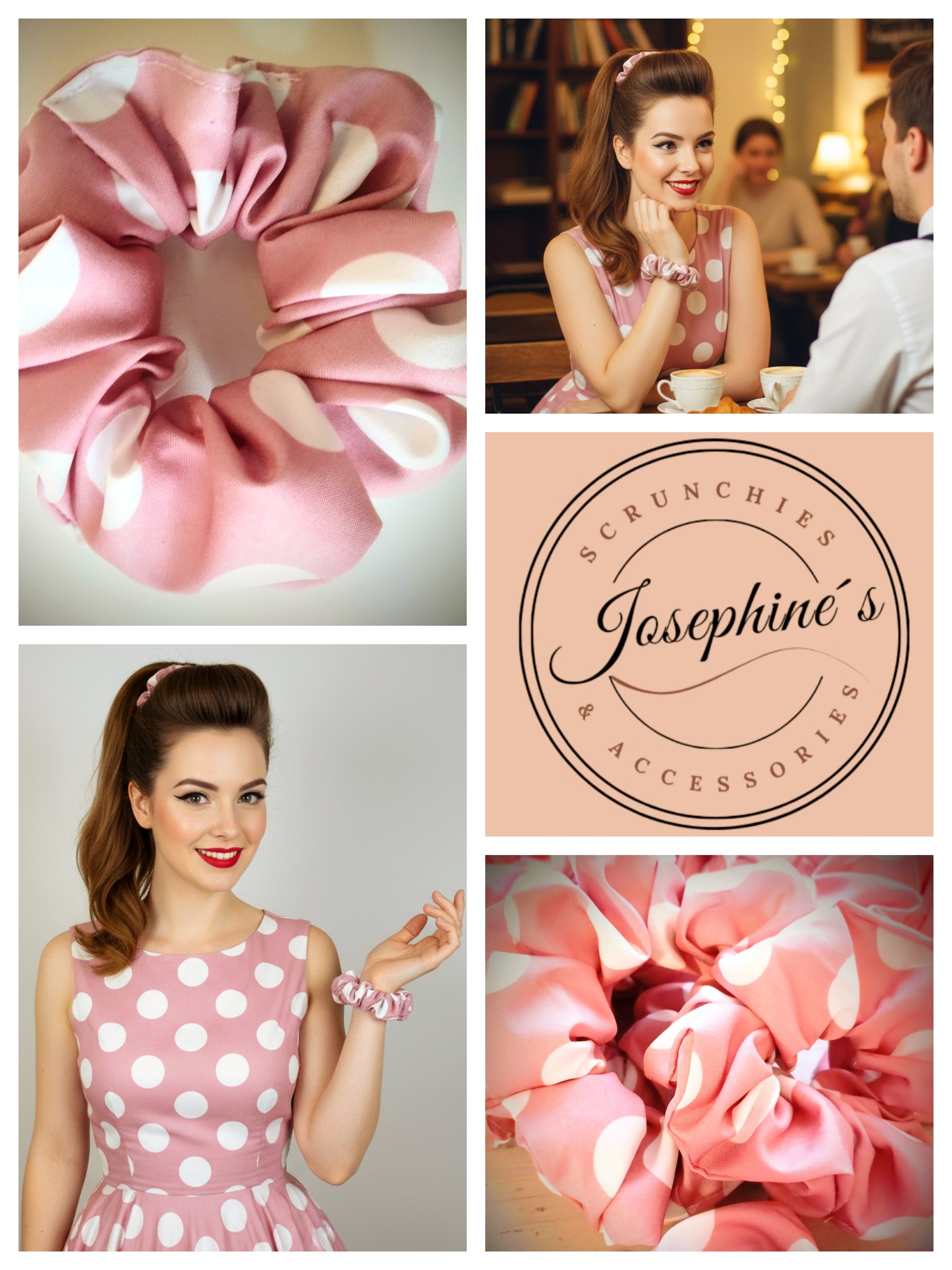 Scrunchie Rosa & weiße Punkte