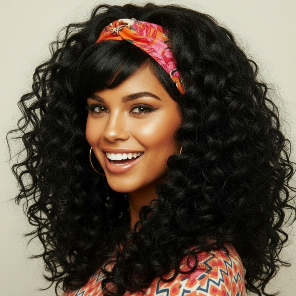 Haarband / Stirnband Orange-gemustert Palmblätter