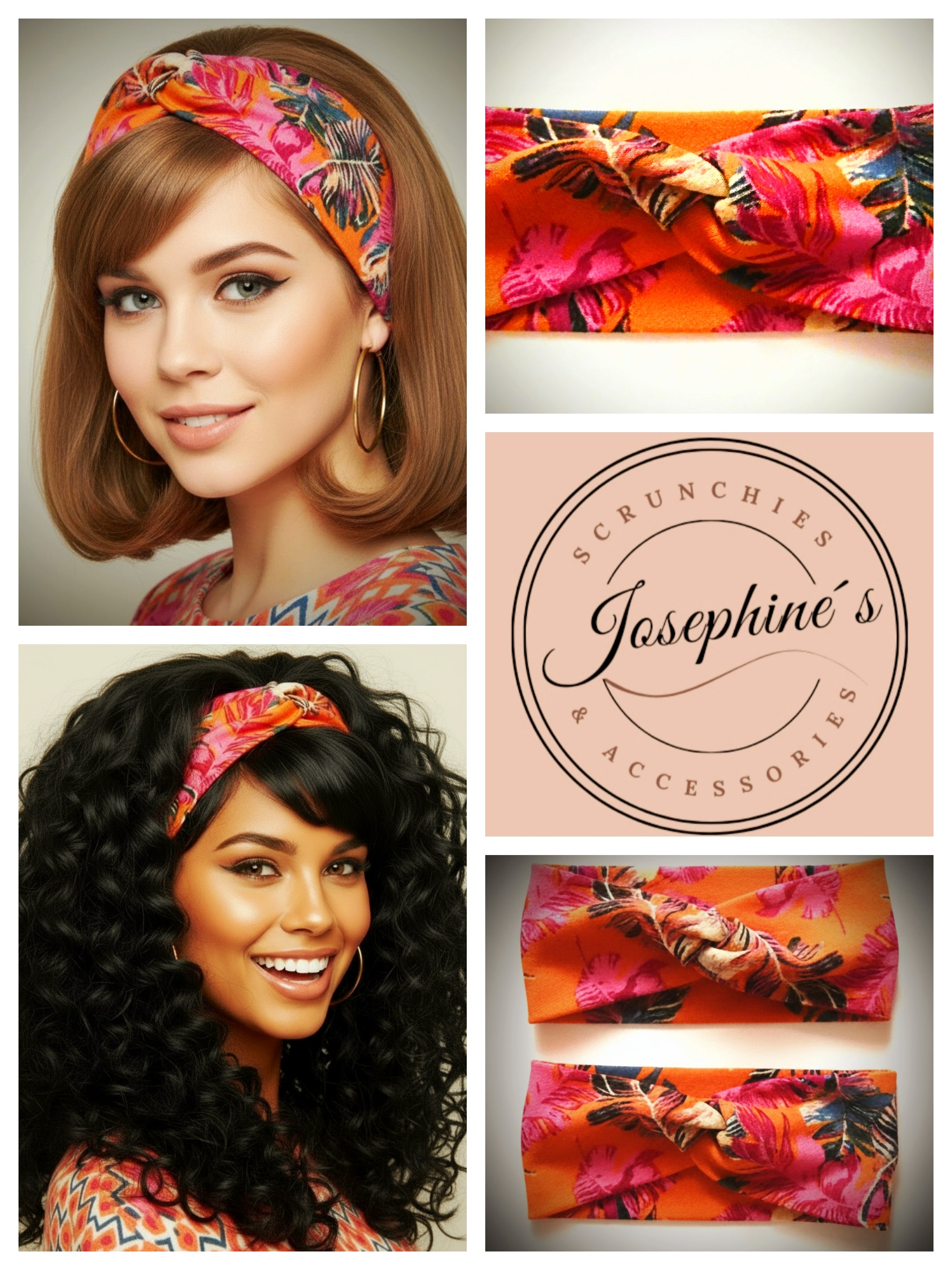 Haarband / Stirnband Orange-gemustert Palmblätter