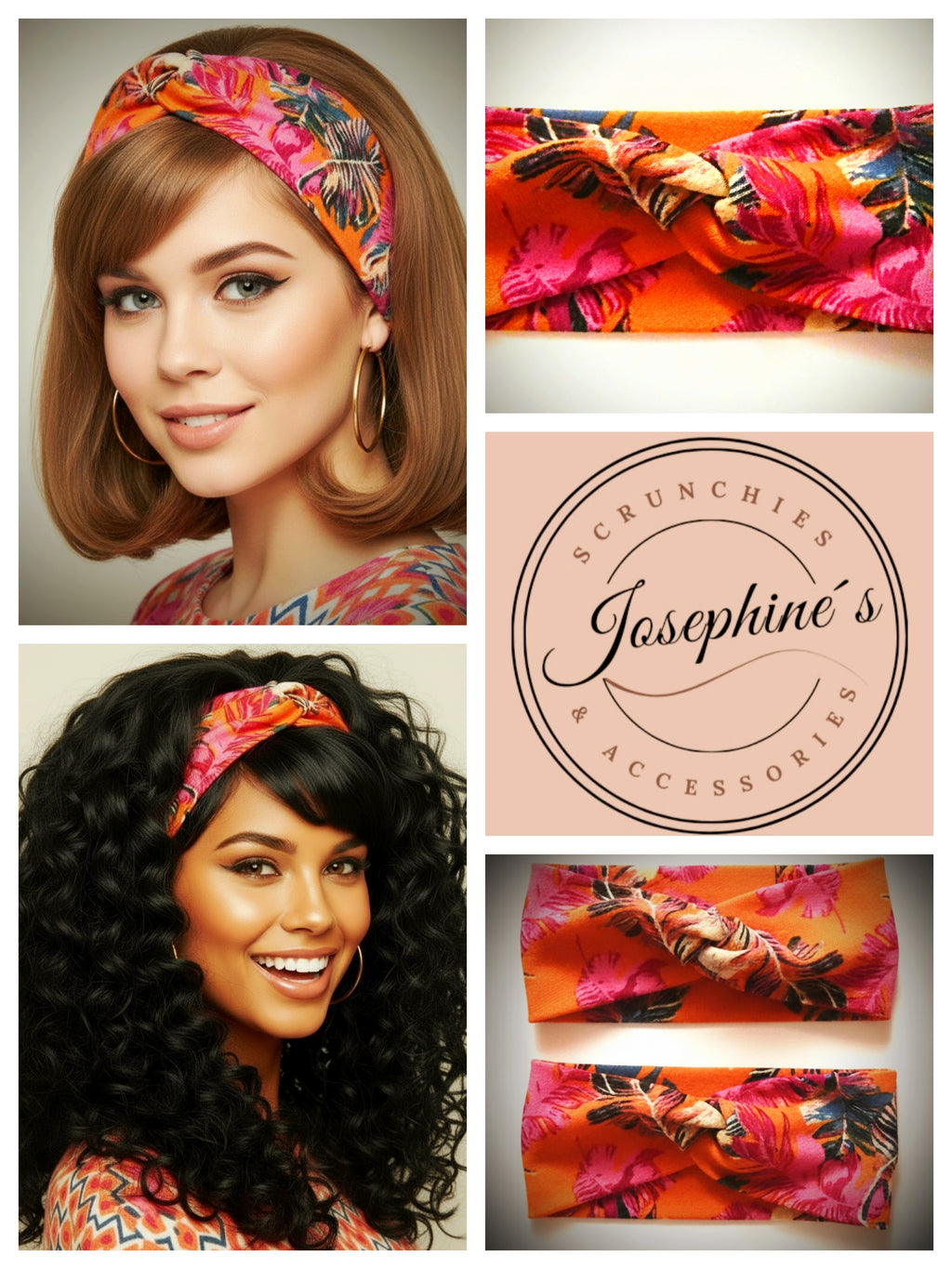 Haarband / Stirnband Orange-gemustert Palmblätter