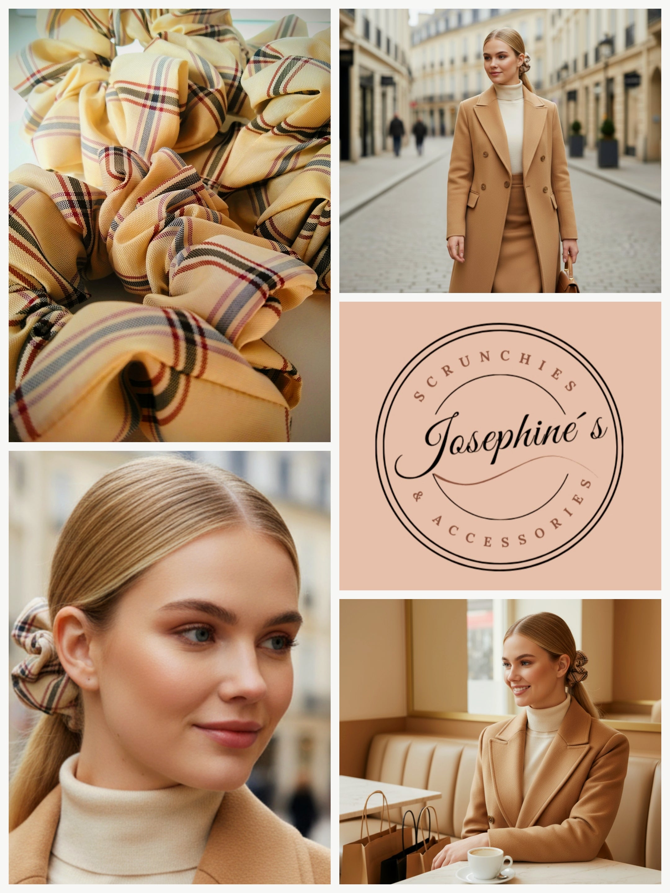 Scrunchie Beige kariert